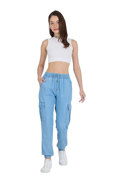 Rodi Jeans High Waist Cargo Pocket Slim Fit Elastic Leg 100% Cotton Slim Jeans