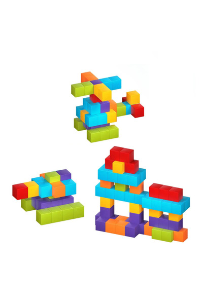 LUDIRO Set Cuburi Magnetice Educative 3D, 96 Piese pentru Creativitate, Logica si Dezvoltare STEM