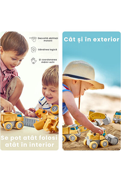 LUDIRO 5-in-1 Transforming Dinosaur with STEM Construction Vehicles, Sounds and Lights