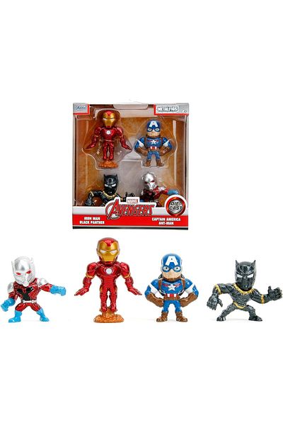 scntoys Marvel Set of 4 Avengers Figures Ironman-Antman-Black Panther-Captain America Metal Figure Set Marvel
