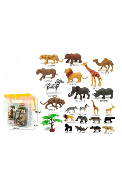 LUDIRO Educational Set with 23 Wild Animals, Realistic Figurines for Children, Storage Box