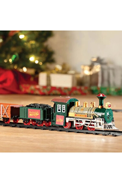 LUDIRO Trenulet Electric cu Sunete si Lumini, Set complet cu Locomotiva, Vagoane, Sine
