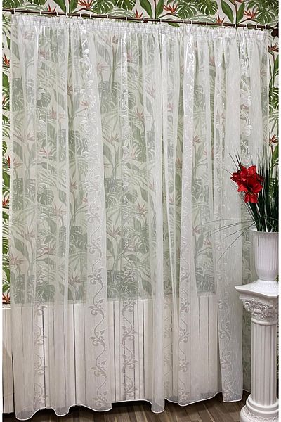 Liz Line Mechanically embroidered curtain, with drapery, various sizes, ivory, "Flower garland" by LizLine RD188