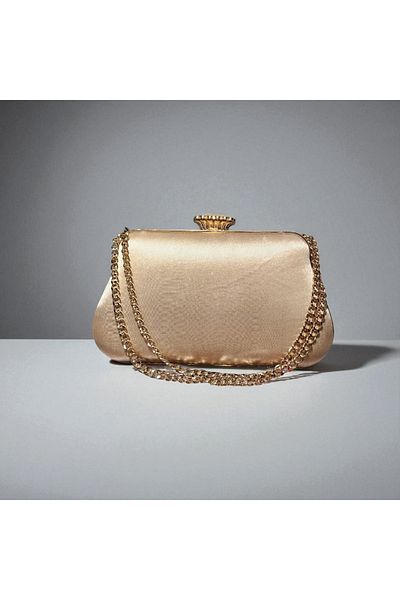 Telli Art Gold Color Evening Dress Bag – Stone Detailed, Special Occasion and Engagement Bag