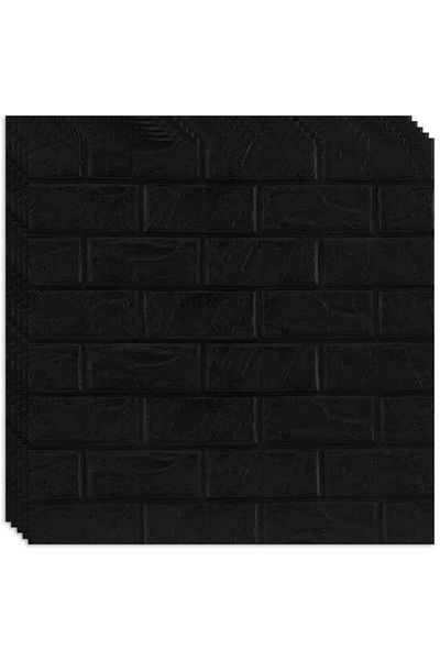 Sosar Set 10 bucati Tapet 3D Autoadeziv pentru interior 70 x 77 cm, imitatie caramida, Negru