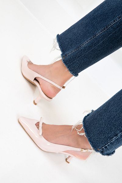 SOHO Beige Patent Leather Women's Classic Heeled Shoes 20817
