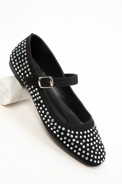 SOHO Black-Silver Women's Ballerinas 20811