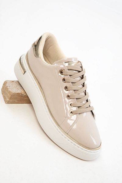 SOHO Beige Patent Leather Women's Sneaker 20810