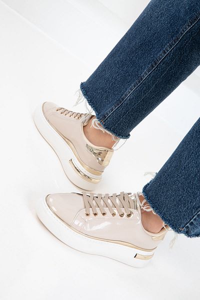 SOHO Beige Patent Leather Women's Sneaker 20810