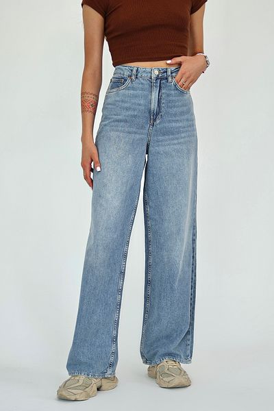 Trendyol Collection Blue High Waist Wide Leg Jeans Twoaw26Je00179