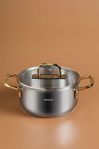 Karaca Macka Induction Based Steel Pot 18 cm Gold