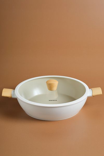 Karaca Swiss Crystal Almond Cream Induction Based Karnıyarık Cookware 30 cm