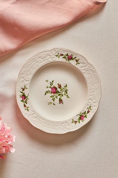 Karaca Vintage Rose Pit Plate 22 cm Cream