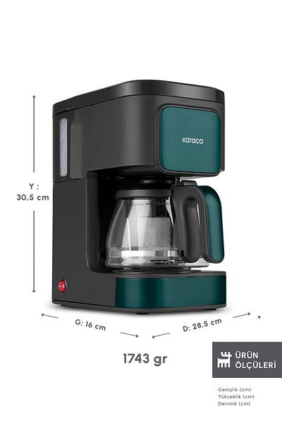 Karaca Just Coffee Aroma - 2 in 1 Filter Coffee and Tea Brewing Machine Pine Green