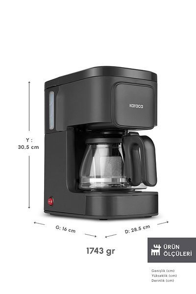Karaca Just Coffee Aroma - 2 in 1 Coffee Filter Machine, Black