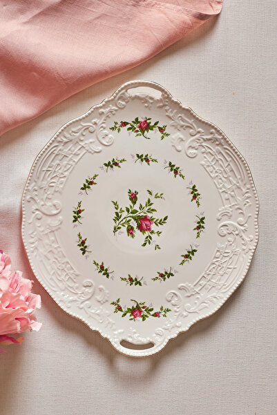 Karaca Vintage Rose Tepsi 35 cm Krem
