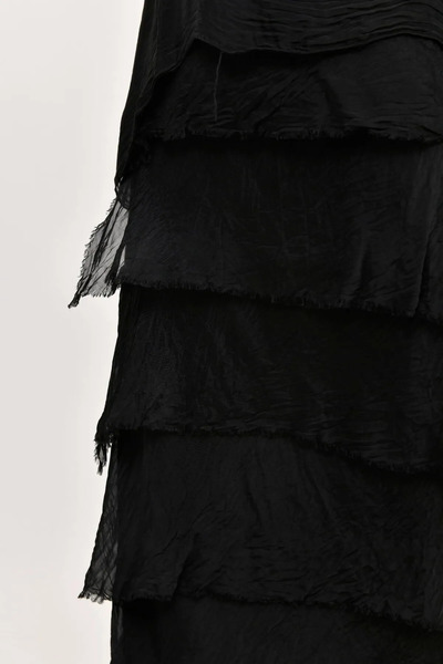 Hazinedan Γυναικείο ιταλικό μακρύ μαύρο μεταξωτό φόρεμα με μισό μανίκι