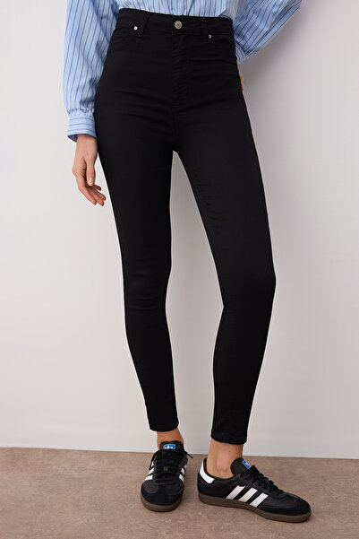 Trendyol Collection Чорні джинси джеггінси з високою талією TWOAW24JE00264