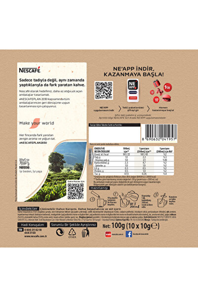 Nescafe 2si1 Arada Sütlü Köpüklü Çözünebilir Kahve 10g 10'lu Paket