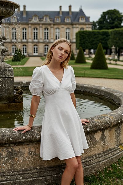 Trendyol Collection White Skirt Waist Opening Cotton Dress Twoss25El00803