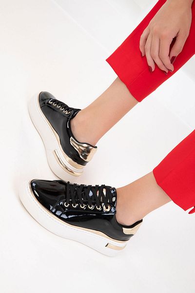 SOHO Black Patent Leather Women's Sneaker 20810