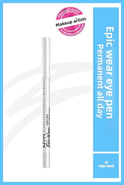 NYX Professional Makeup قلم تحديد العيون من Epic Wear - أبيض نقي - أبيض