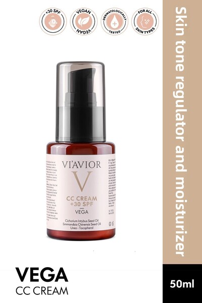 VİAVİOR كريم فيجا CC - نباتي، منظم لون البشرة، مضاد للعيوب، حماية من الشمس 50...