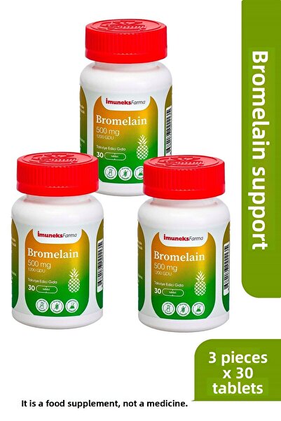 Imuneks Farma بروميلين 500 ملغ مكمل غذائي 30 قرص × 3 قطع