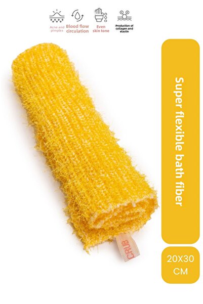 LET'SCRUB Super Flexible Yellow Bath Loofah Suitable for All Skin Types Shower Loofah - Unisex 20X30 cm