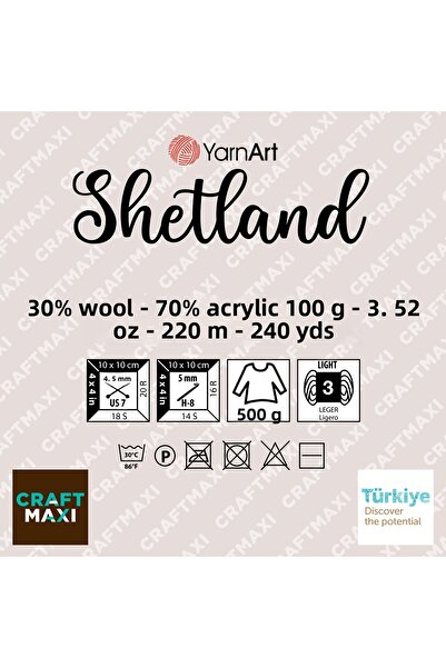 Yarnart Shetland - Hand Knitting Thread Gray Cream-535