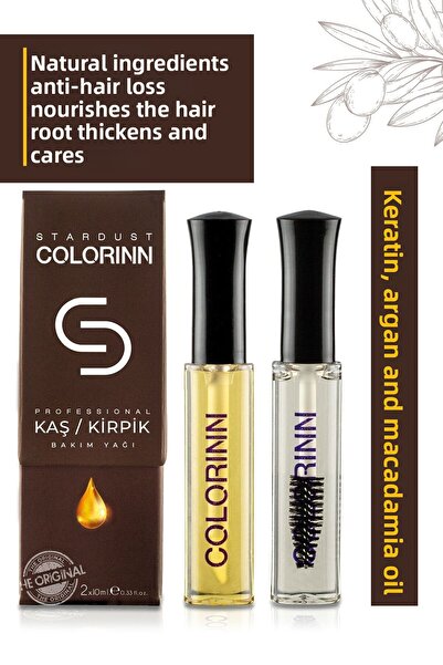 Colorinn Eyebrow Eyelash Care Oil 10 ml + 10 ml - Argan Oil & Natural Vitamin E