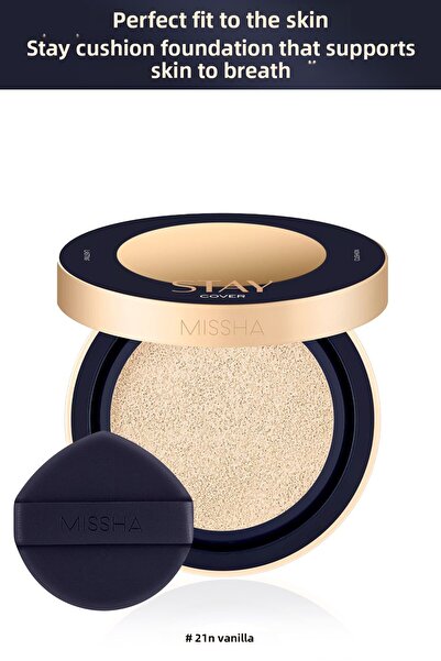 Missha Long-Lasting High Coverage Cushion Stay Cushion Spf40/Pa++ (No.21N Vanilla)