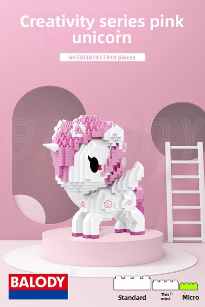 balody سلسلة الإبداع – يونيكورن وردي (BL18191) – مجموعة ألعاب بناء صغيرة