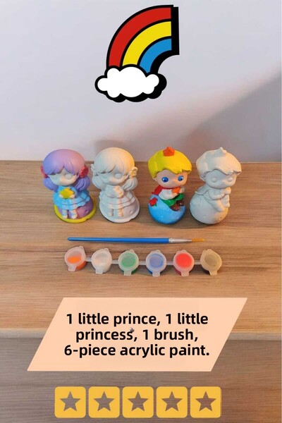 Can Tasarım Evi مجموعة الرسم الحجري للأمير الصغير والأميرة، نشاط الأم والطفل،...