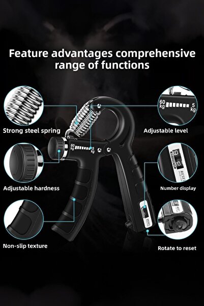 COZY SENSE Hand Spring Counter Black Hand Arm Wrist Strengthener Exercise Tool 1 Piece Max 60 kg Carpal Direct