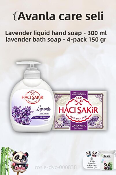 Hacı Şakir Lavender 300 ml Relaxing Liquid Soap - 4 x 150 gr Scented Bath Soa...