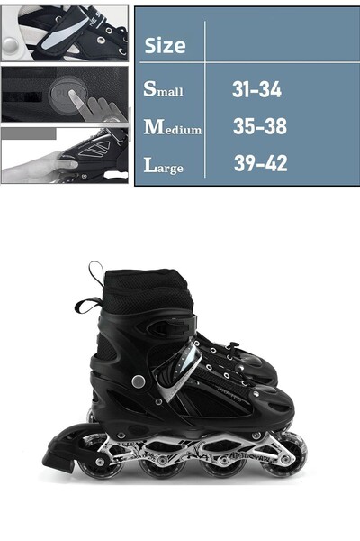 Vadi Black Adjustable 2 1 Aluminum Body Exercise Skate Lighted Skates with Bag Gift