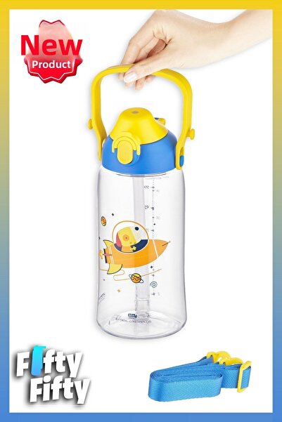 Uzspace زجاجة مياه تريتان بغطاء واحد سعة 730 مل للاستخدام المزدوج مع/بدون شفاطة ومرفق تعليق