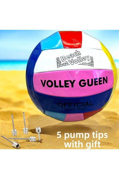 Gök Sports 5 كرات طائرة اقتصادية مخيطة - سطح ناعم، طرف مضخة هدية