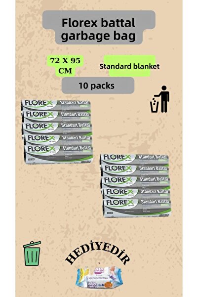 Florex كيس قمامة قياسي كبير الحجم (72 × 95 سم) × 10 رول 100 قطعة