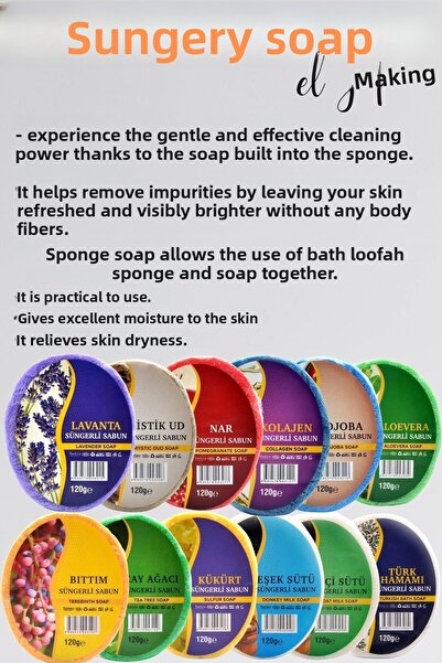 xdeonss 120 جرام × 3 قطع من صابون الاستحمام الإسفنجي بخلاصة الكبريت