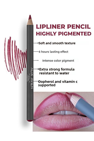 Alix Avien قلم تحديد الشفاه باللون الأحمر الوردي - قلم تحديد الشفاه المرطب ال...