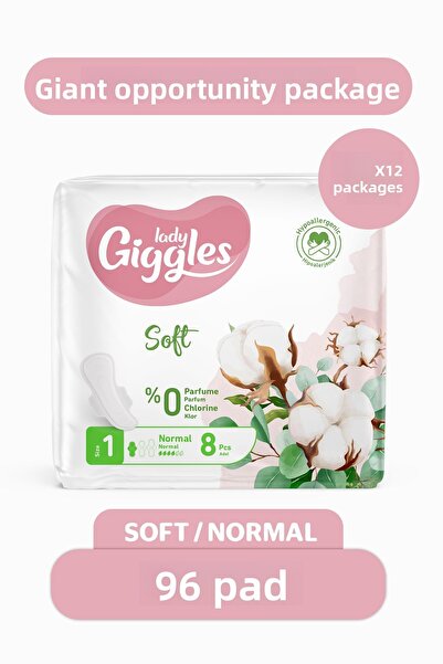 giggles فوط صحية ليدي سوفت عبوة عادية كبيرة 96 قطعة