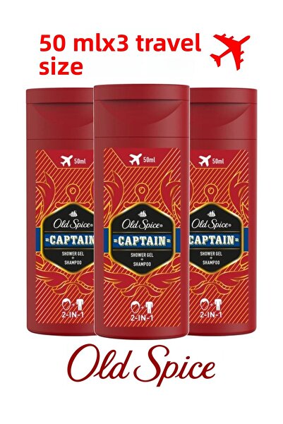 Old Spice Captain Shower Gel Shampoo 50 ml X 3 Pieces Travel Size Set, Shower...