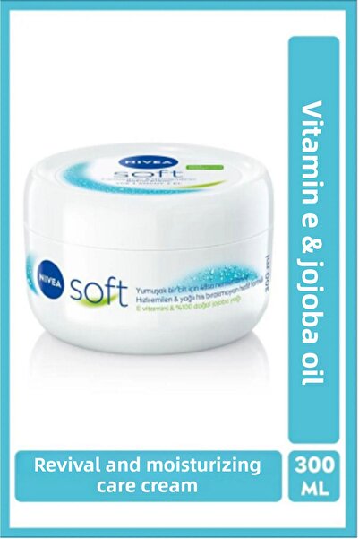 NIVEA Soft Moisturizing Body Care Cream 300ml, Jojoba Oil, Vitamin E, Face Bo...