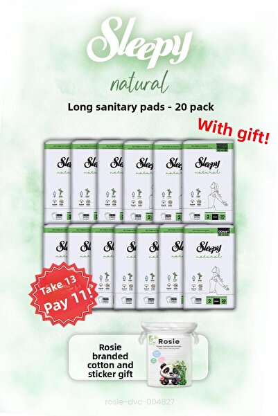Sleepy Buy 13 Pay 11 Natural Hygienic Pads Long 20's and Rosie