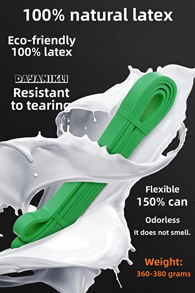 Telvesse 45kg Resistance Band - Green Muscle Building Rubber, Ultra Hard Fitness Pilates Cross Training Band