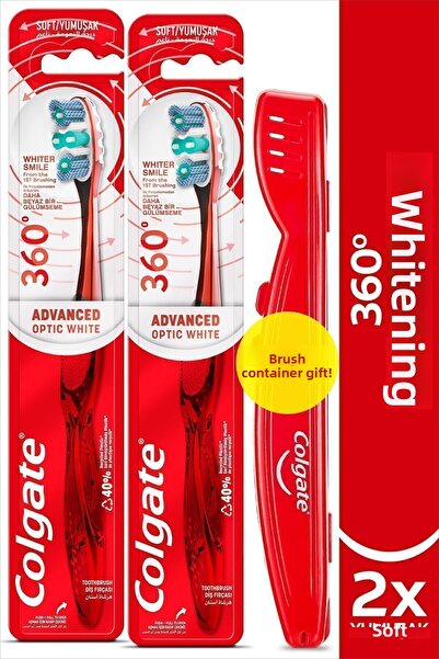 Colgate فرشاة أسنان بيضاء بصرية متقدمة 360 درجة - حاوية هدايا تبييض ناعمة × 2
