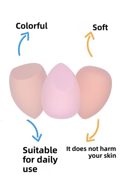 MUJGAN 3-Piece Makeup Sponge Set with Stand Pink