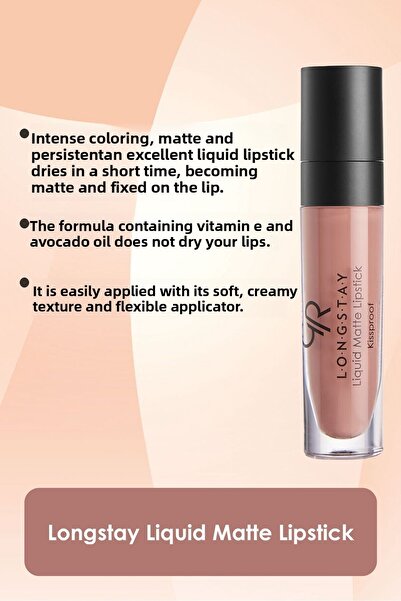 Golden Rose Longstay Liquid Matte Lipstick No: 13 Apricot Nude - Liquid Matte Lipstick